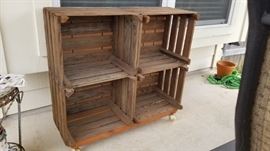 Wooden storage cubbies on castors