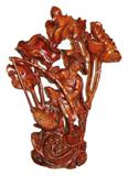 Carved Oriental fisherman sculpture