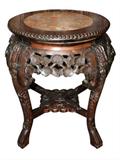 Oriental side table with marble top