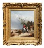 Oil on canvas cottage scene signed lower left John Wilson (1774-1845)