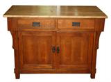 Mission style kitchen island with butcher block top