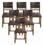 Set of 6 tooled leather dining chairs