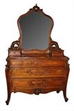 Louis XV marble top vanity in walnut