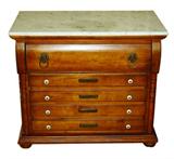 Marble top chest of drawers with lion head pulls