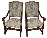 Pair of tapestry upholstered Os Du Mouton armchairs