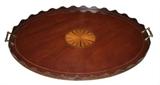 Mahogany Sheraton style tray with ruffle edge.