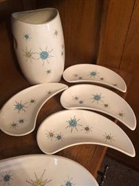 Mid century Franciscan Pottery Atomic Starburst salad plates