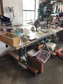 Vintage industrial sewing machine table