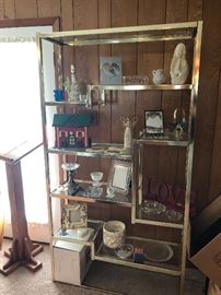 Vintage 1970's etagere with chrome finish frame and glass shelves