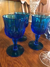 Vintage blue glass goblets