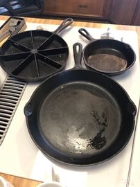 Cast iron skillets and corn bread skillet