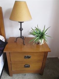 Mission Style Bedroom Group by Bassett:  Dresser/Mirror, 2-Nightstands, Queen Headboard.        Sizes:  Dresser 69" X 19", Nightstands 24" X 16" 