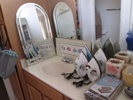 Bevelled Glass Mirror & Other Bath Accessories