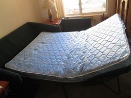 Love Seat with Sleeper, Blue Fabric, 66" wide