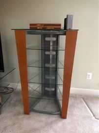 Wood and glass bookcase - part of entertainment center set