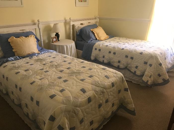 Twin beds  and bedding
