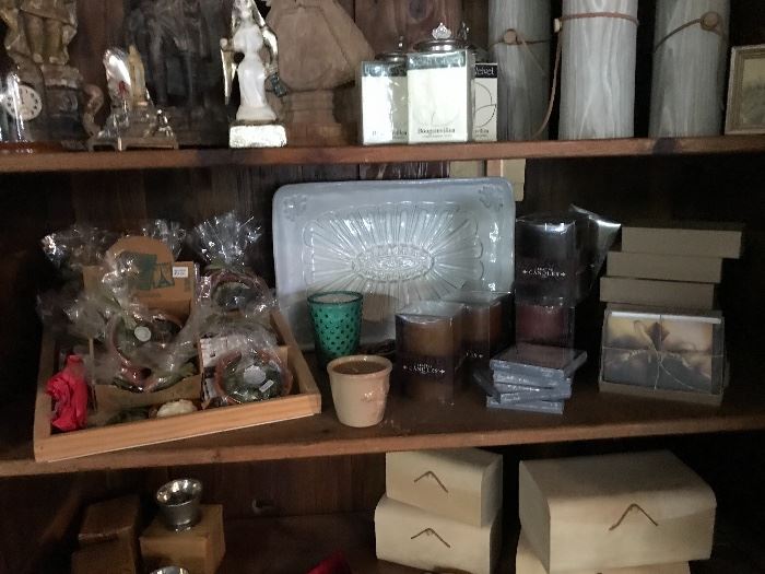 Brand new merchandise from showroom (priced at estate sale prices).  New candles, religious icons collection
