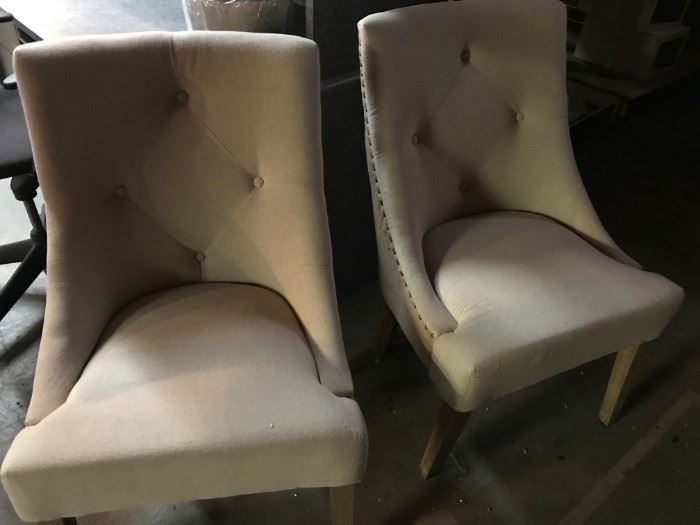 Pair of freshly unpacked linen chairs