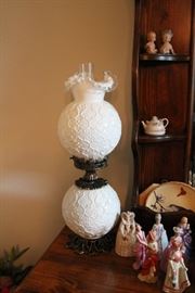 Vintage Fenton Silvercrest Spanish Lace Gone with the wind style lamp