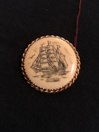 14k with faux scrimshaw pin