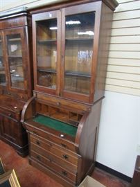 Victorian Cylinder Bookcase Desk