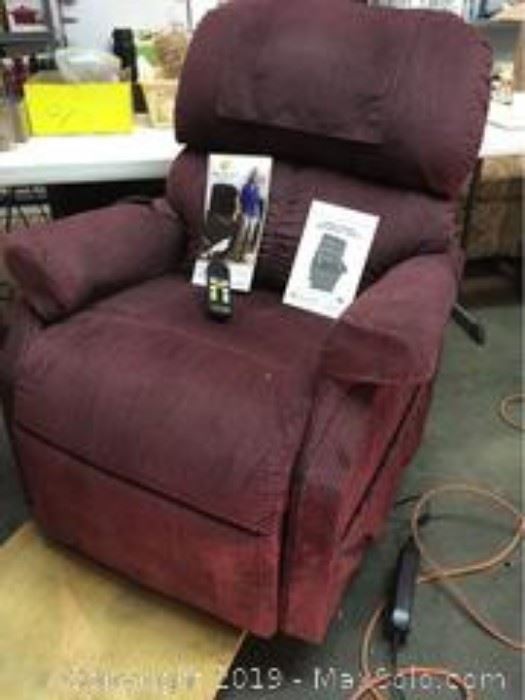 Golden Lift and Recline chair with owners manual. Works. Measures Apprx H 40 x D 34 X W 33 inches.