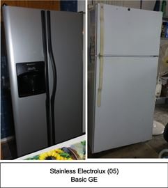 Stainless steel fridge, white fridge