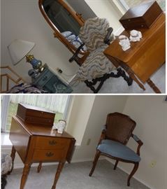 Drop leaf side table. retro chairs, standing mirror