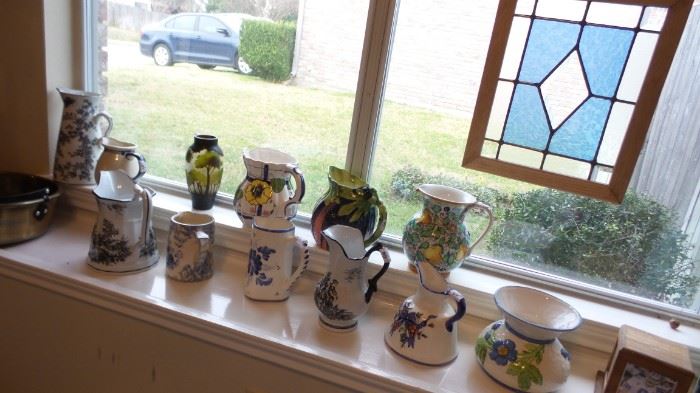 Pitcher collection. Stain glass panel