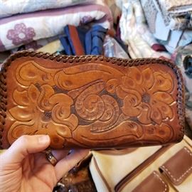 hand-tooled leather 