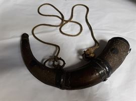 Vintage Wood and Brass Gun Powder Horn