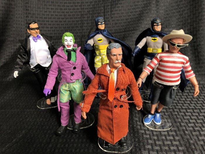 Six Batman TV Series Mego Action Figures