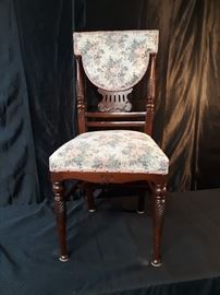 Vintage Wooden Chair with Floral Upholstery