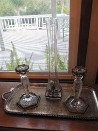 Antique candlesticks with metal details