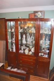 China Cabinet Filled with Lladros, Decorative Serving Pieces and more