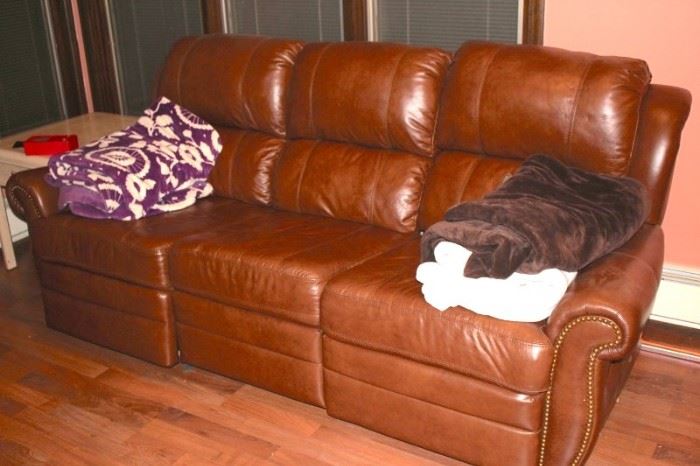 Leather Sofa and Blankets