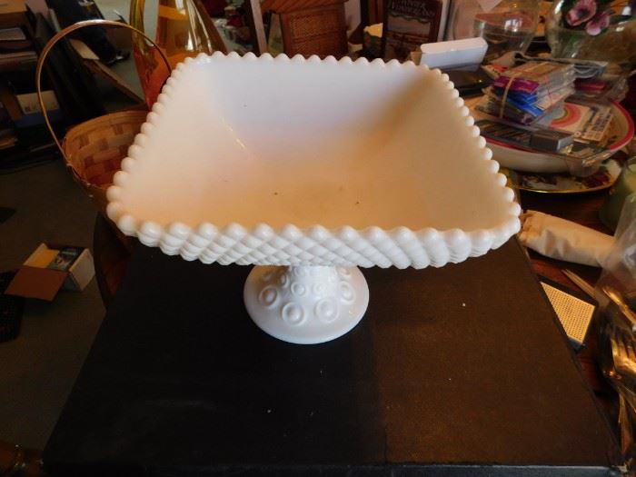 Milk Glass Pedestal Bowl