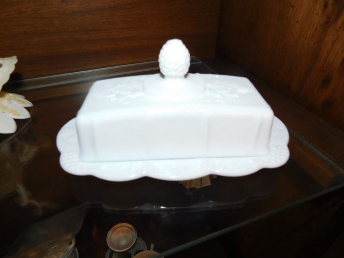 Milk Glass Butter Dish