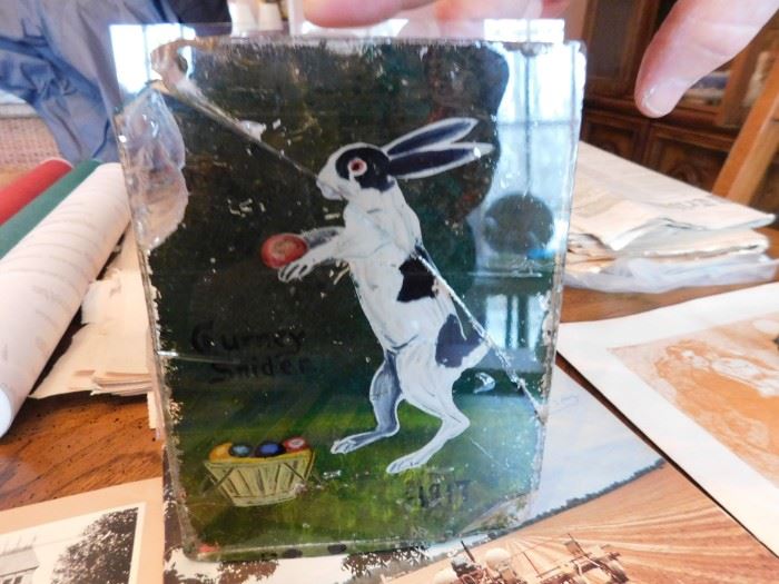 Early Small Easter Painting on Glass