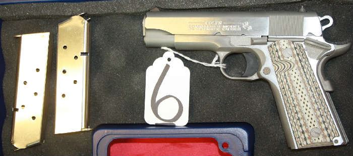6 - COLT COMMANDER MODEL, 45, AUTO, 2 MAGS, STAINLESS CASE