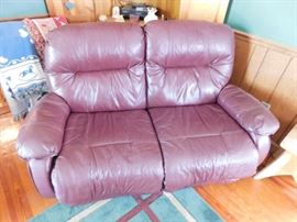 Burgundy Leather Love Seat