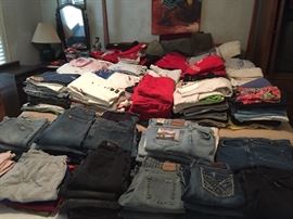 Large Assortment of T-Shirts and Jeans