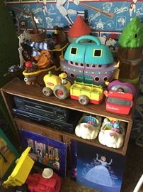 Emerson VCR, RCA DVD Player, Toys