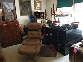 Selig Chair, Metal Cabinet, Art, Telescope, Scale & More!!