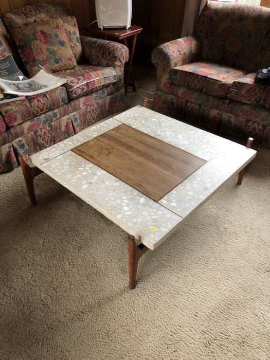 Mid century slate coffee table