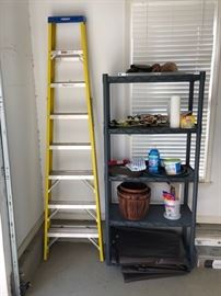 8 foot ladder and miscellaneous garage items