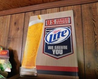 Metal Miller Lite Armed Forces Advertising Sign