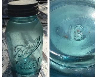 Number 13 Blue Ball Jar