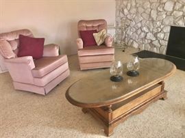 •	Pair of 1960s Hollywood Regency arm chairs