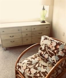 •	Vintage late 1940s /1950's Set of Bamboo Rattan Tiki Living Room/ Den Furniture